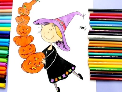 Aprende A Colorear A Una Brujita Simpàtica.Halloween 2017.Dibujos Para Niños