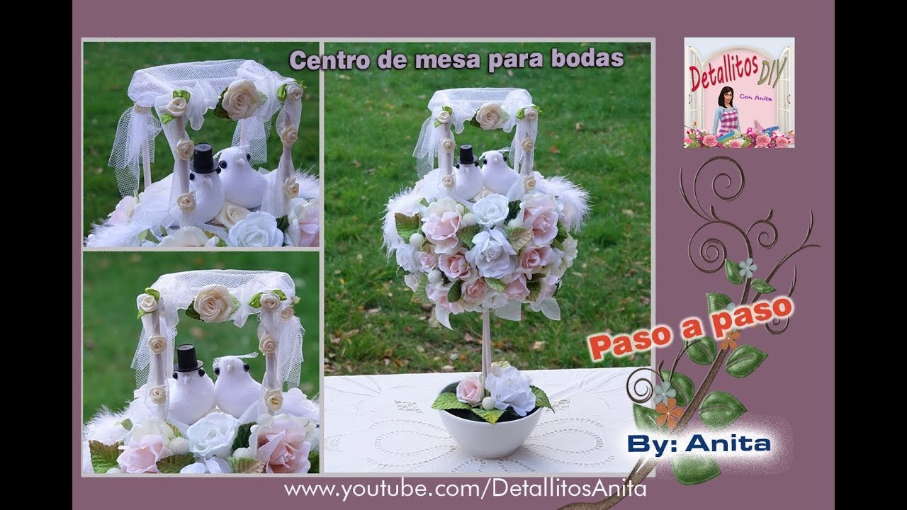 Centro de mesa para bodas con arco ceremonial en miniatura