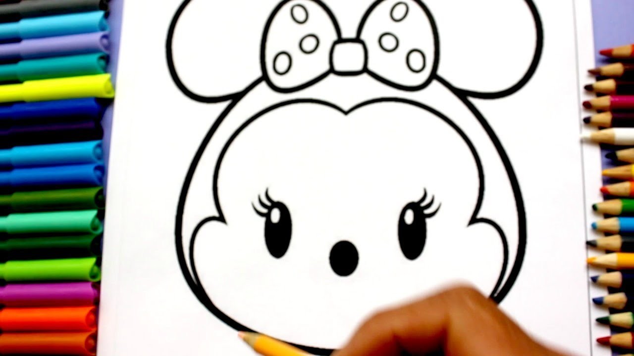 Coloreando El Tsum Tsum De Minnie. Aprende a Colorear.Dibujos Para Niños