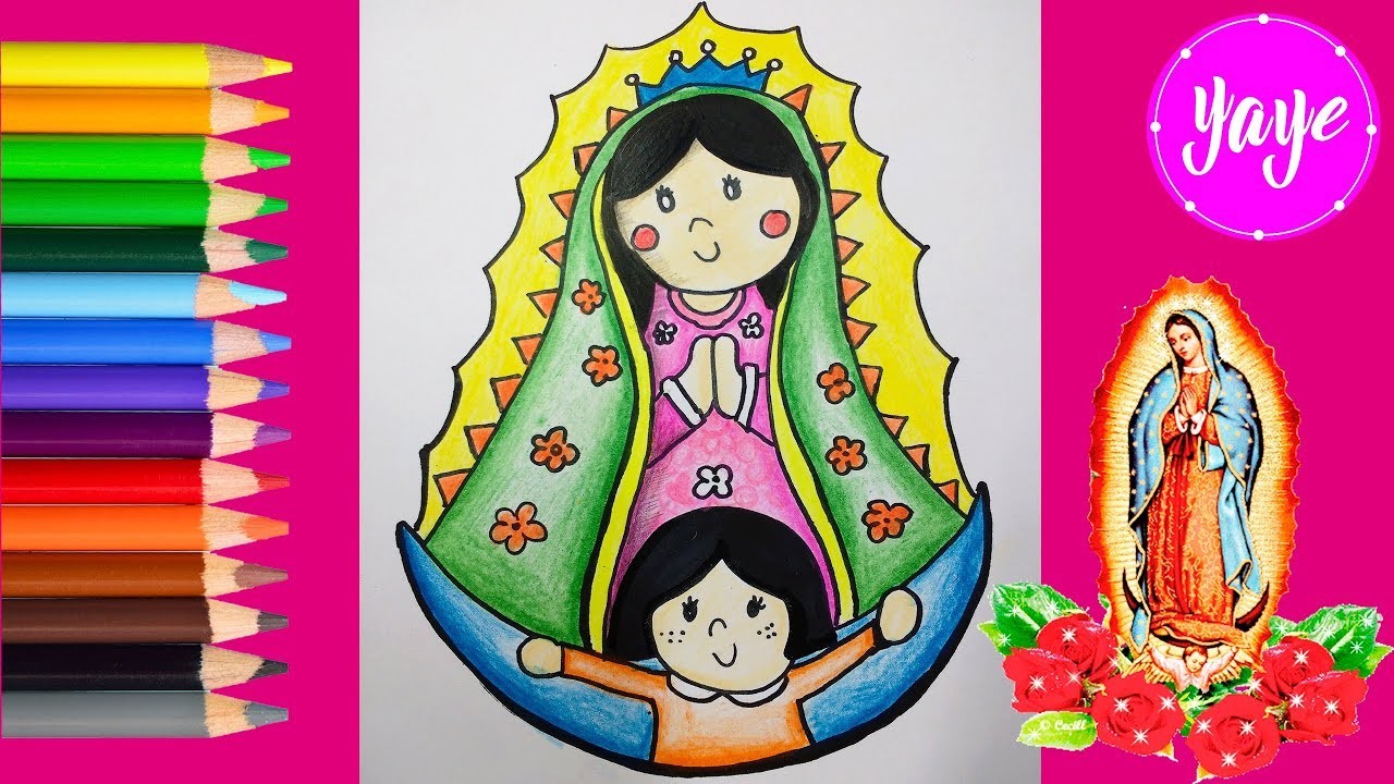 Cómo colorear la virgen de Guadalupe paso a paso dibujos para niños-learns colors-Yaye