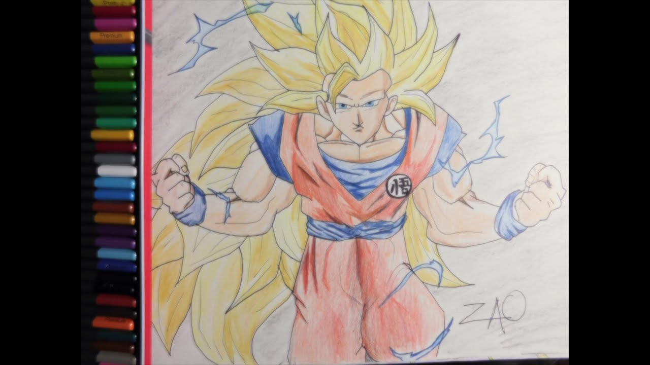 Como Dibujar A Goku SSJ3(tutorial)de manera muy facil