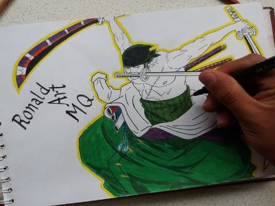 Como Dibujar a Zoro Roronoa de ONE PIECE. ronald ArtMQ vs Mario DrawsArt