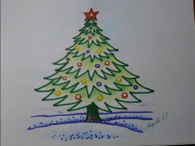 Cómo Dibujar Un Arbolito de Navidad en Caricatura. Árbol Navideño. Fácil de Dibujar. 
