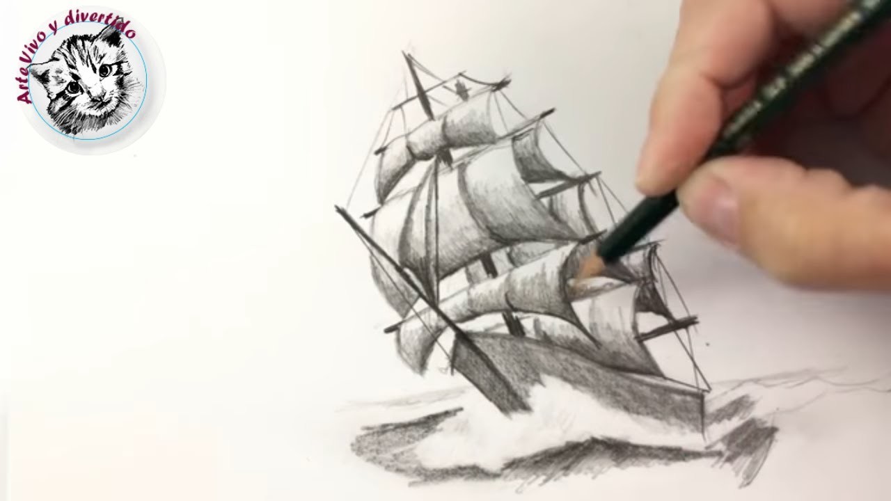 Como Dibujar un Barco a Lapiz Paso a Paso | Tecnicas de Dibujo a Lapiz