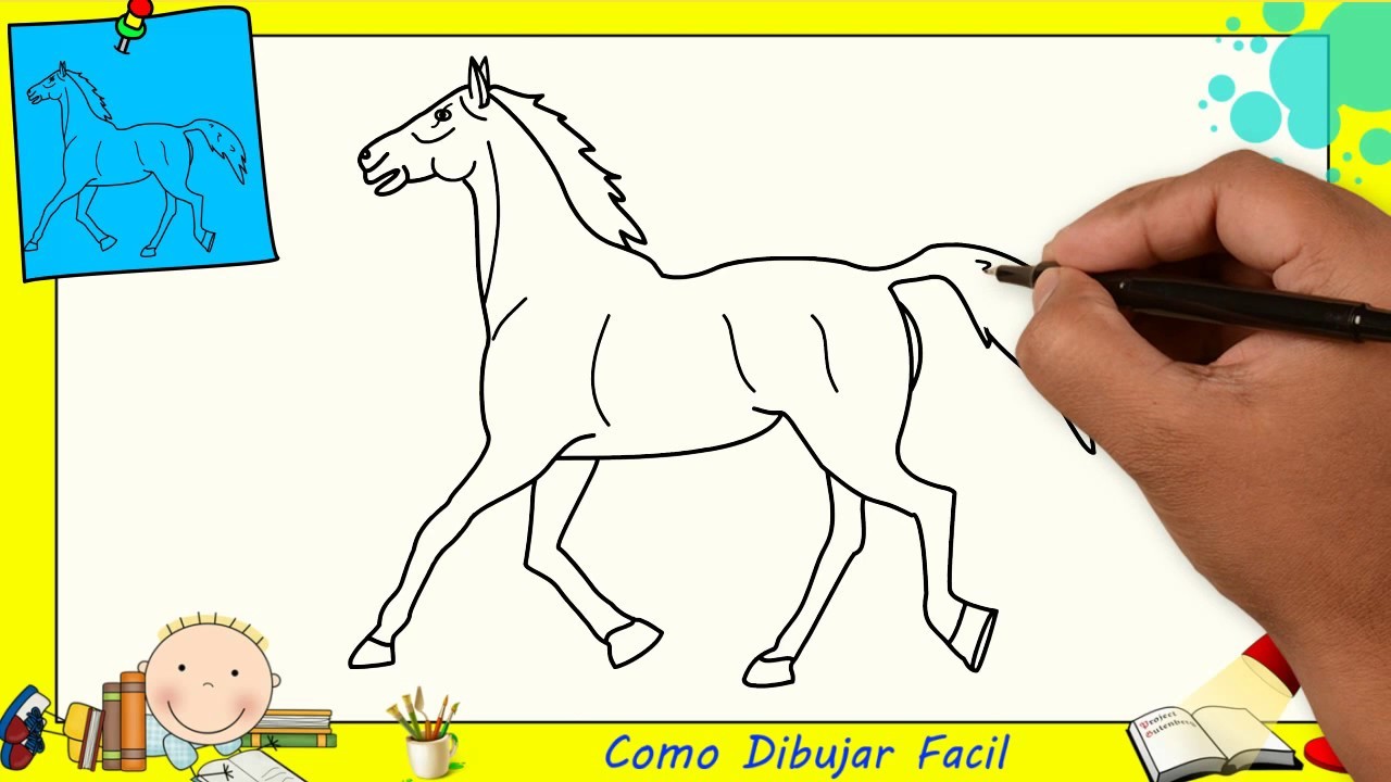 Como dibujar un caballo FACIL paso a paso para niños y principiantes 3