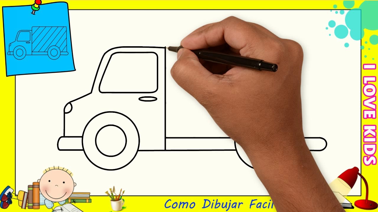 Como dibujar un camion FACIL paso a paso para niños y principiantes 2