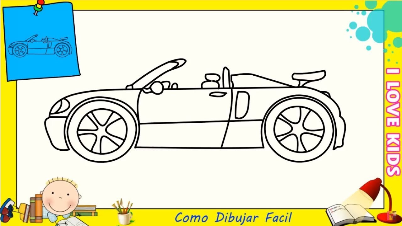 Como dibujar un coche FACIL paso a paso para niños y principiantes 4