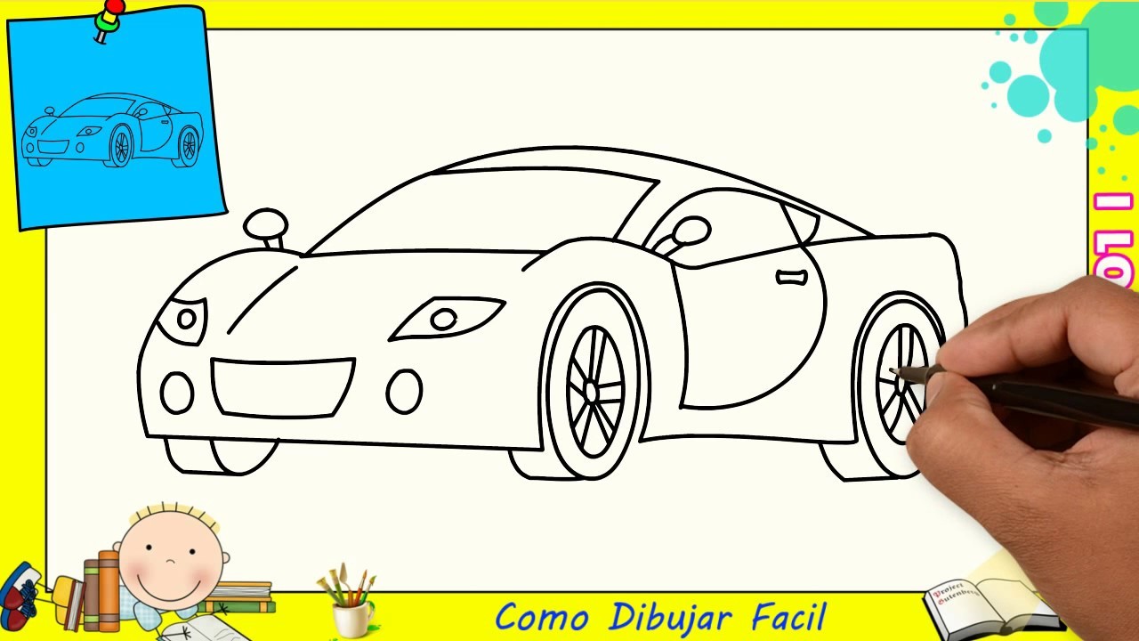 Como dibujar un coche FACIL paso a paso para niños y principiantes 3
