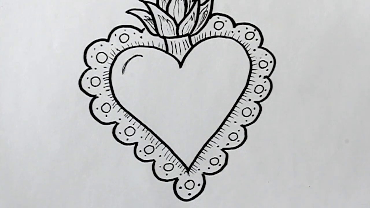 Cómo dibujar un Corazón con Fuego y Bordados Dibuja Conmigo Dibujos de Corazones