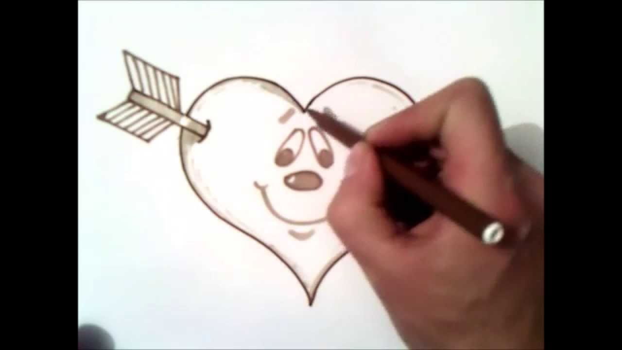 Como dibujar un corazon flechado paso a paso | corazon flechado facil