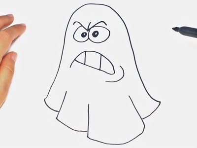 Cómo dibujar un Fantasma paso a paso | Dibujo fácil de Fantasma