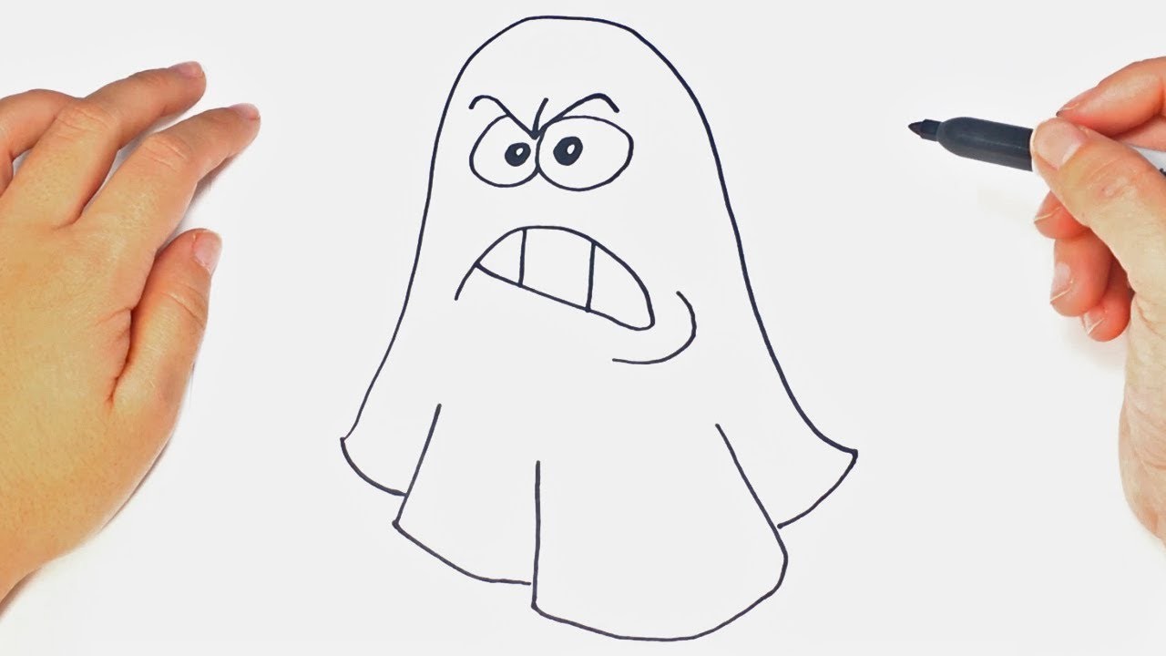 Cómo dibujar un Fantasma paso a paso | Dibujo fácil de Fantasma