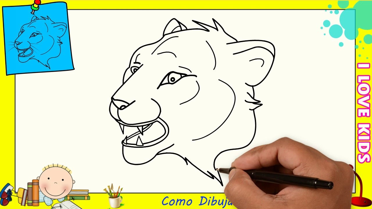 Como dibujar un leon FACIL paso a paso para niños y principiantes 2