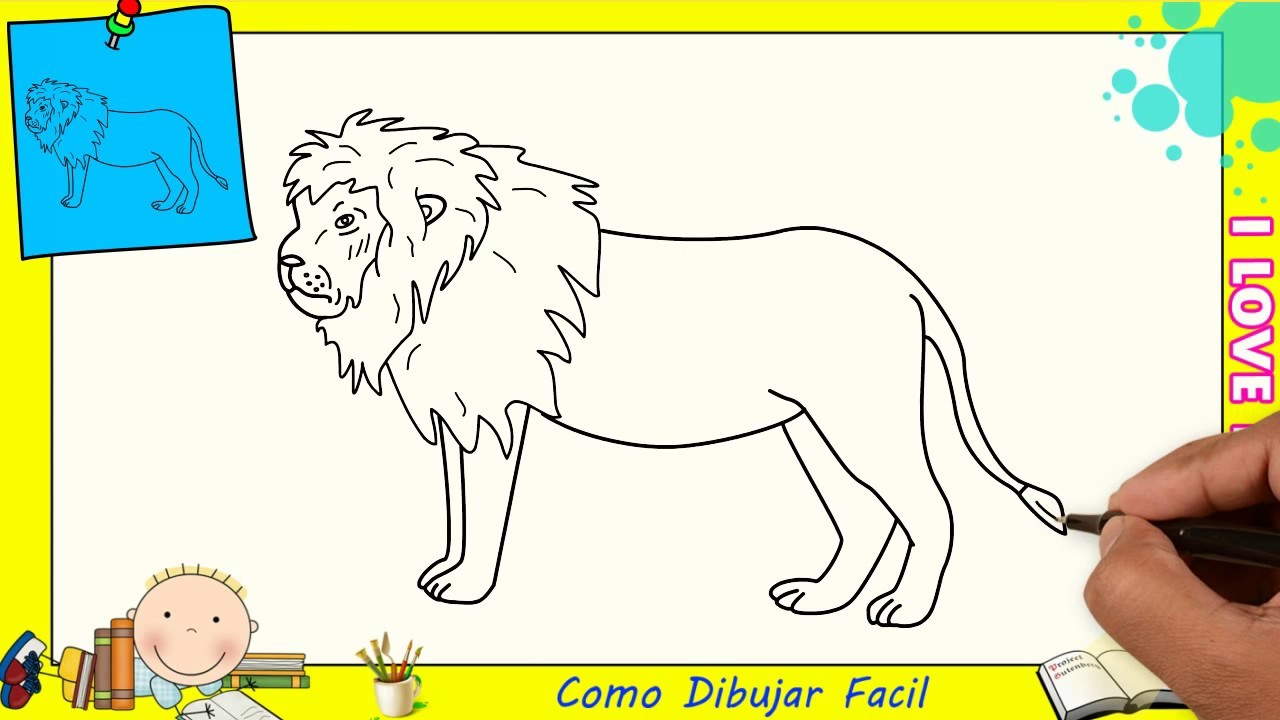 Como dibujar un leon FACIL paso a paso para niños y principiantes 1