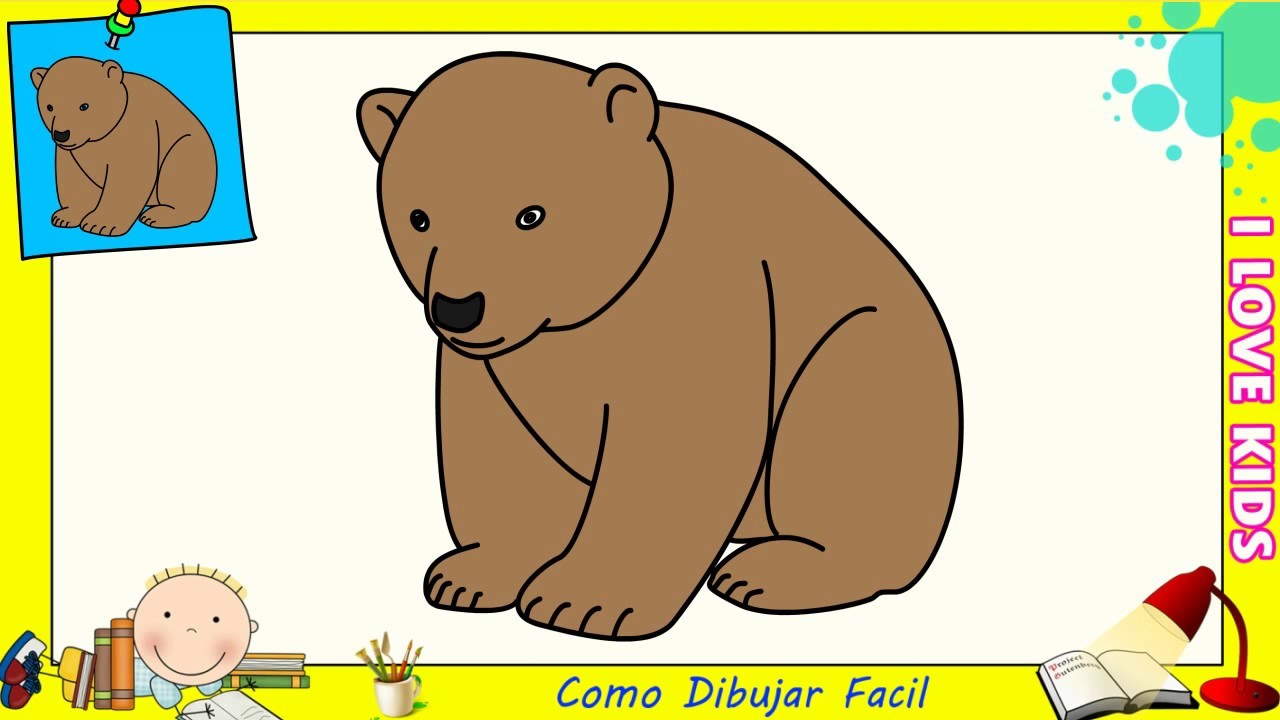 Como dibujar un oso FACIL paso a paso para niños y principiantes - Dibujos osos 2