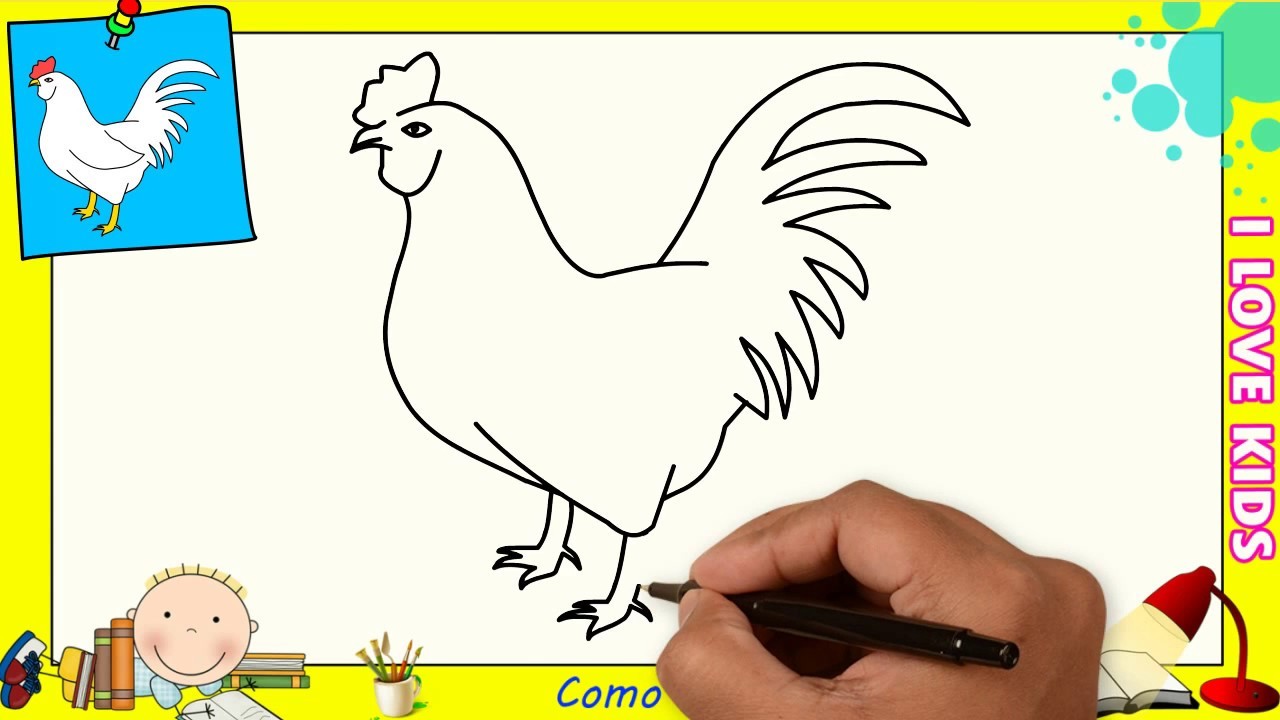 Como dibujar un pollo FACIL paso a paso para niños y principiantes 1