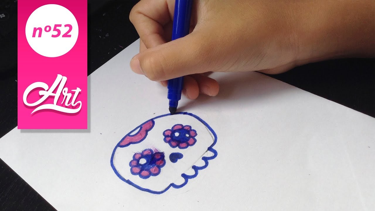 Como dibujar una calavera kawaii | Videos dibujando