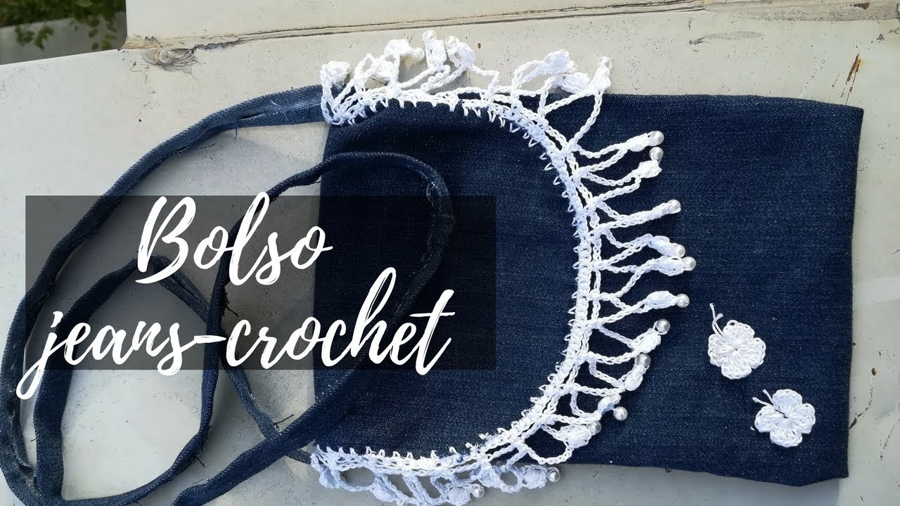 Cómo hacer un "BOLSO de Jeans" CON "BORDES A CROHCHET" "RECICLAMOS JEANS VIEJOS"