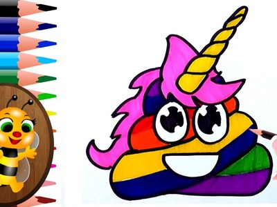 Dibujando y coloreando una caca unicornio - Dibujos para Niños - How to draw and paint