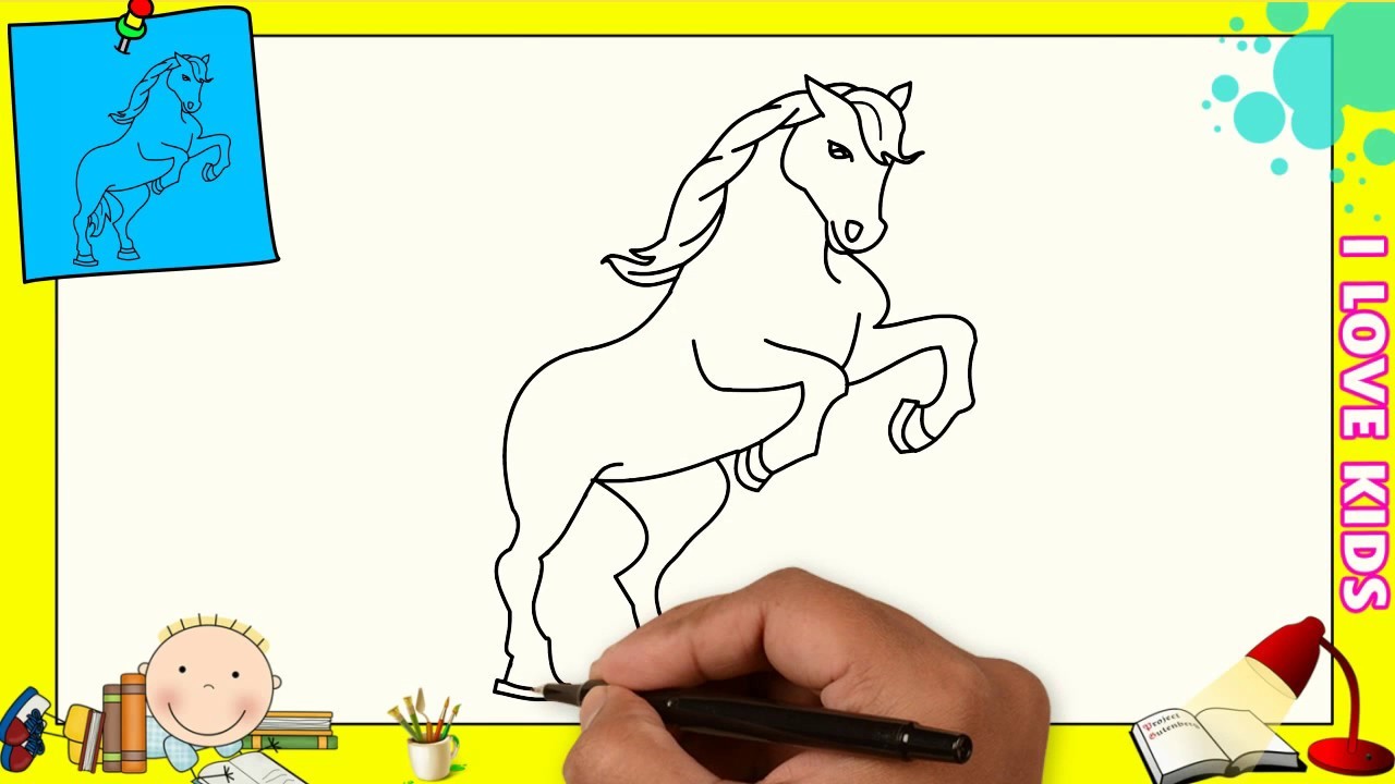 Dibujos de caballos FACILES paso a paso para niños - Como dibujar un caballo 1
