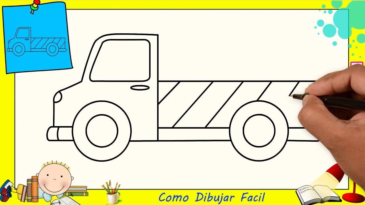 Dibujos de camiones FACILES paso a paso para niños - Como dibujar un camion FACIL