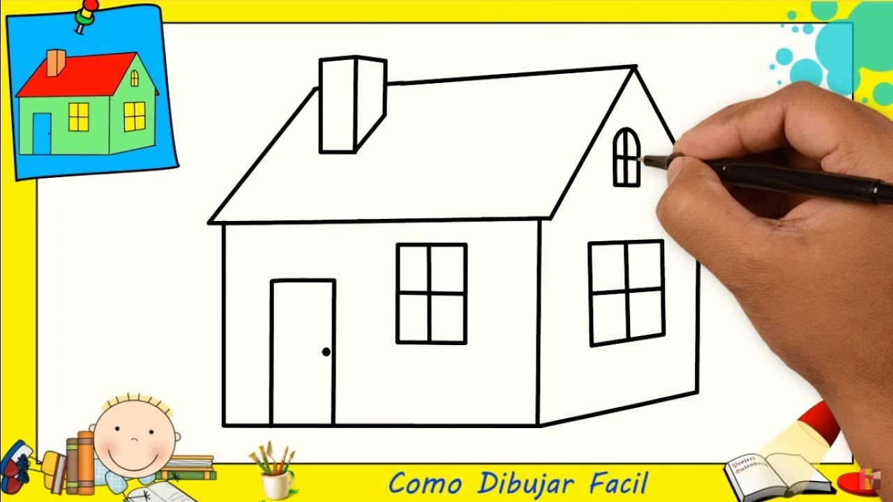Dibujos de casas FACILES paso a paso para niños - Como dibujar una casa FACIL 1