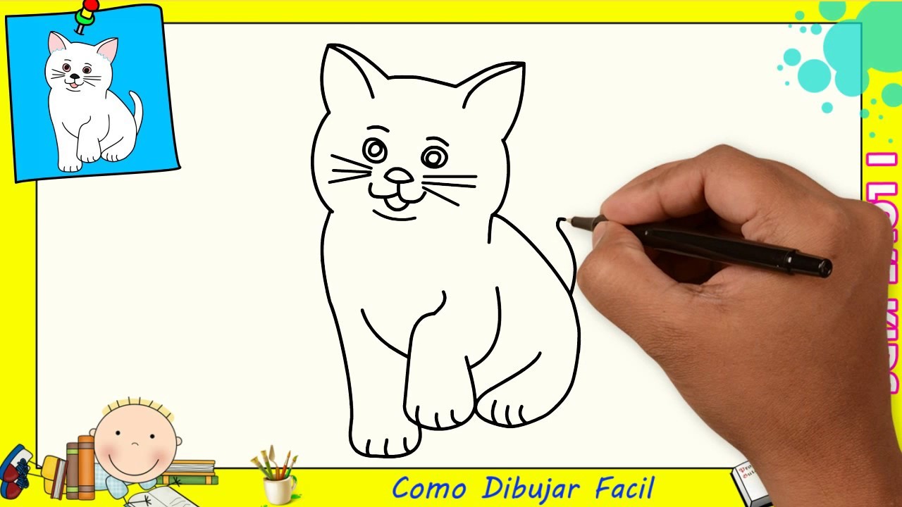Dibujos de gatos FACILES paso a paso para niños - Como dibujar un gato FACIL 2