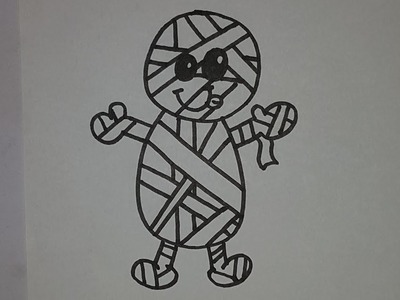 Dibujos de Halloween aprende a dibujar una momia - Halloween draws  mommy step by step