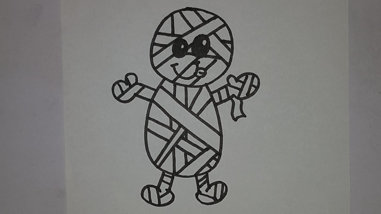 Dibujos de Halloween aprende a dibujar una momia - Halloween draws  mommy step by step