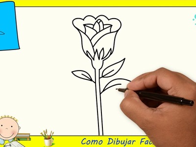 Dibujos de rosas FACILES paso a paso para niños - Como dibujar una rosa FACIL 2