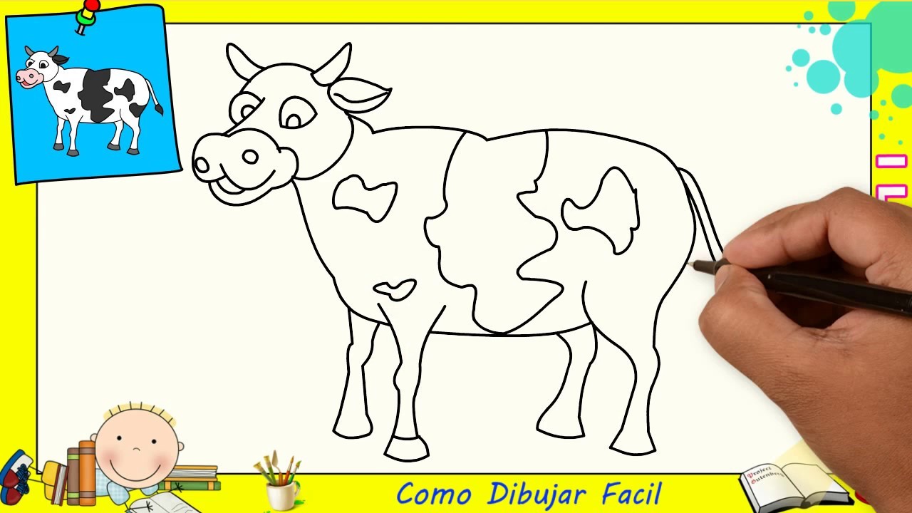 Dibujos de vacas FACILES paso a paso para niños - Como dibujar una vaca FACIL 2