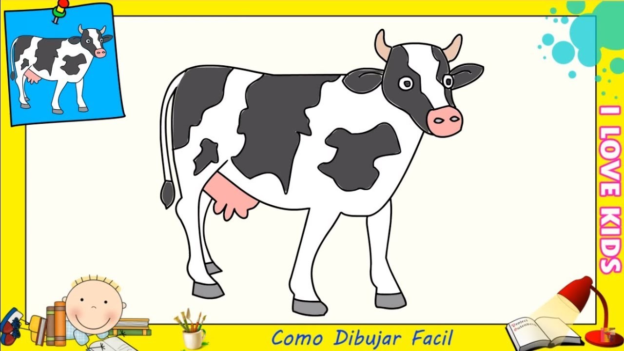 Dibujos de vacas FACILES paso a paso para niños - Como dibujar una vaca FACIL 1