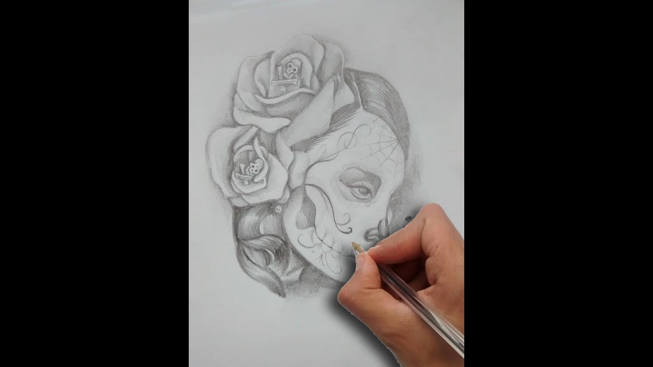 Diseño Catrina y Rosas. Tattoo Design Catrina & Roses- Nosfe Ink Tattoo