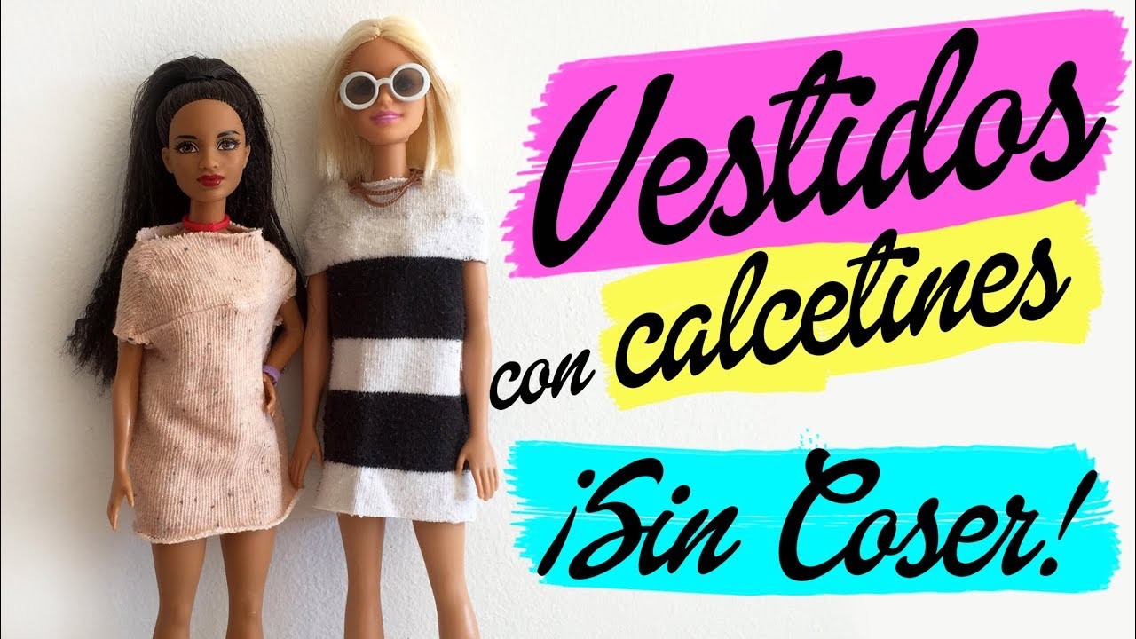 DIY Cómo hacer un Vestido con un Calcetín para Barbie ¡Sin Coser! Ropa para muñecas