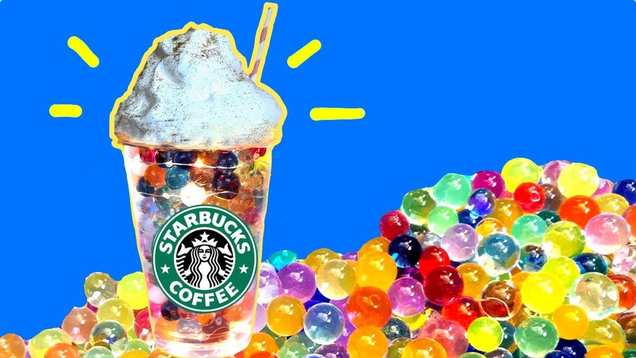 Experimentos con ORBEEZ o bolitas de gel con Slime : BATIDO DE Starbucks