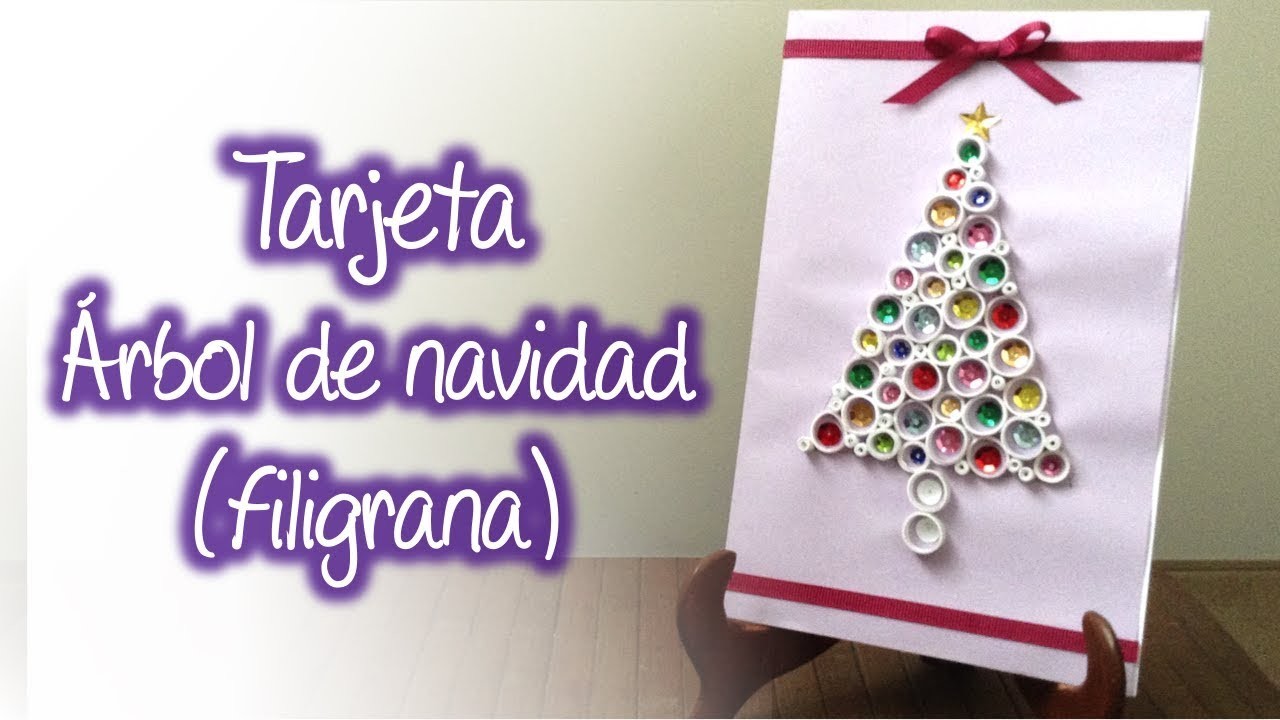 Tarjeta arbol de navidad de filigrana, Quilling Christmas tree card