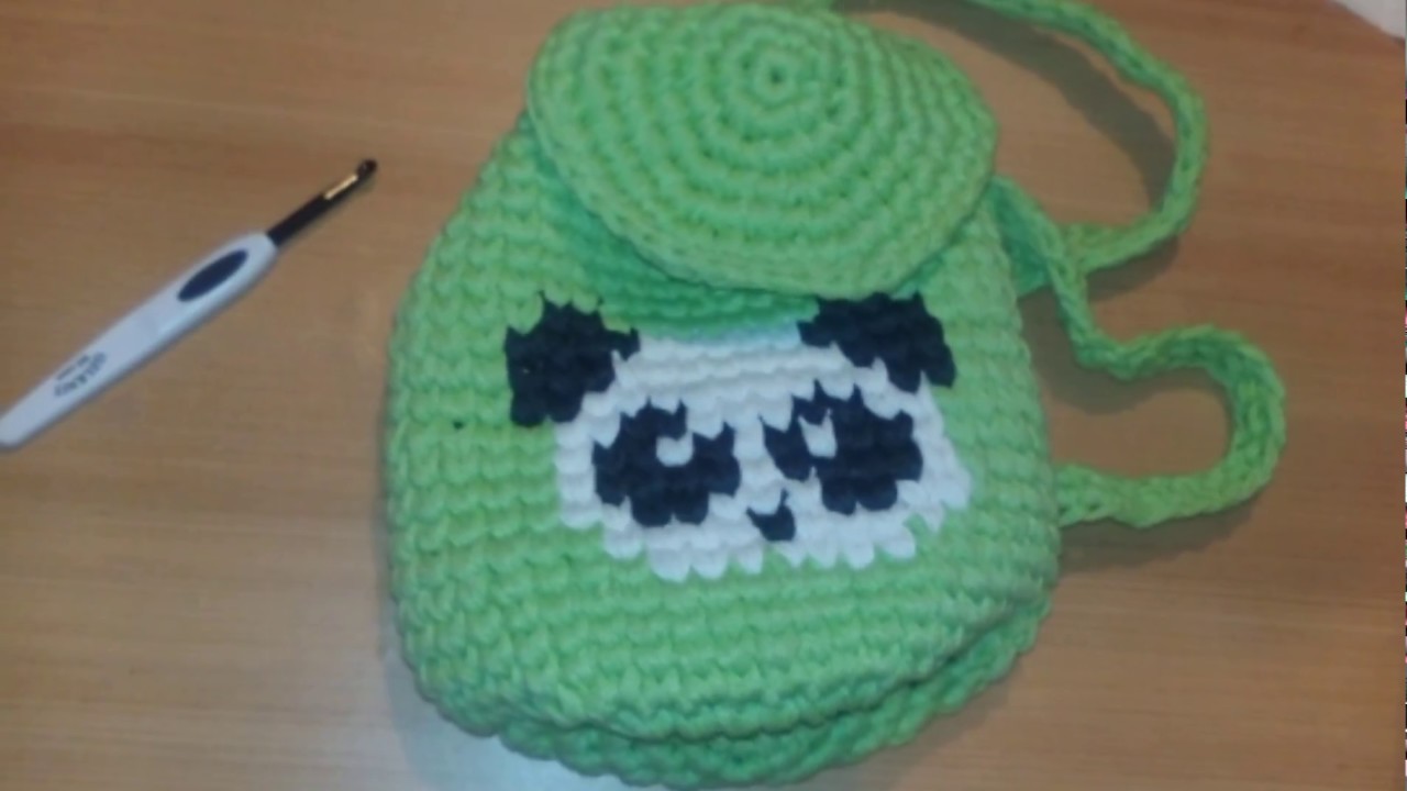 65.- Minimochila usando tapestry en ribbon a crochet (Parte 2.2)