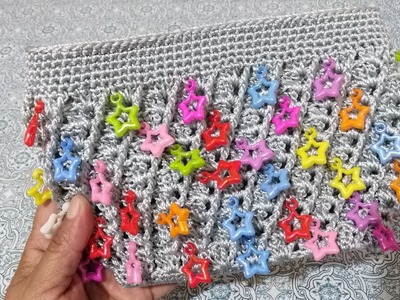 Bolso Tejido a Crochet Con Estrellas Para Niña