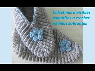 Calcetines invisibles calentitos a crochet de hilos sobrantes №9