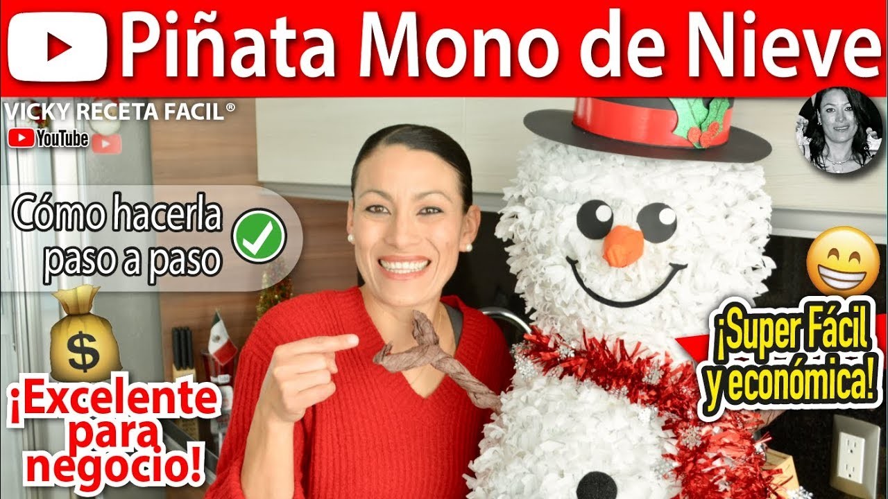 Cómo hacer una PIÑATA de MONO DE NIEVE | Vicky Receta Facil