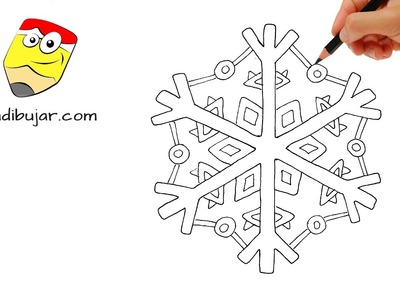 Cómo dibujar copos de nieve (Adornos Navidad) | How to draw snowflakes DIY