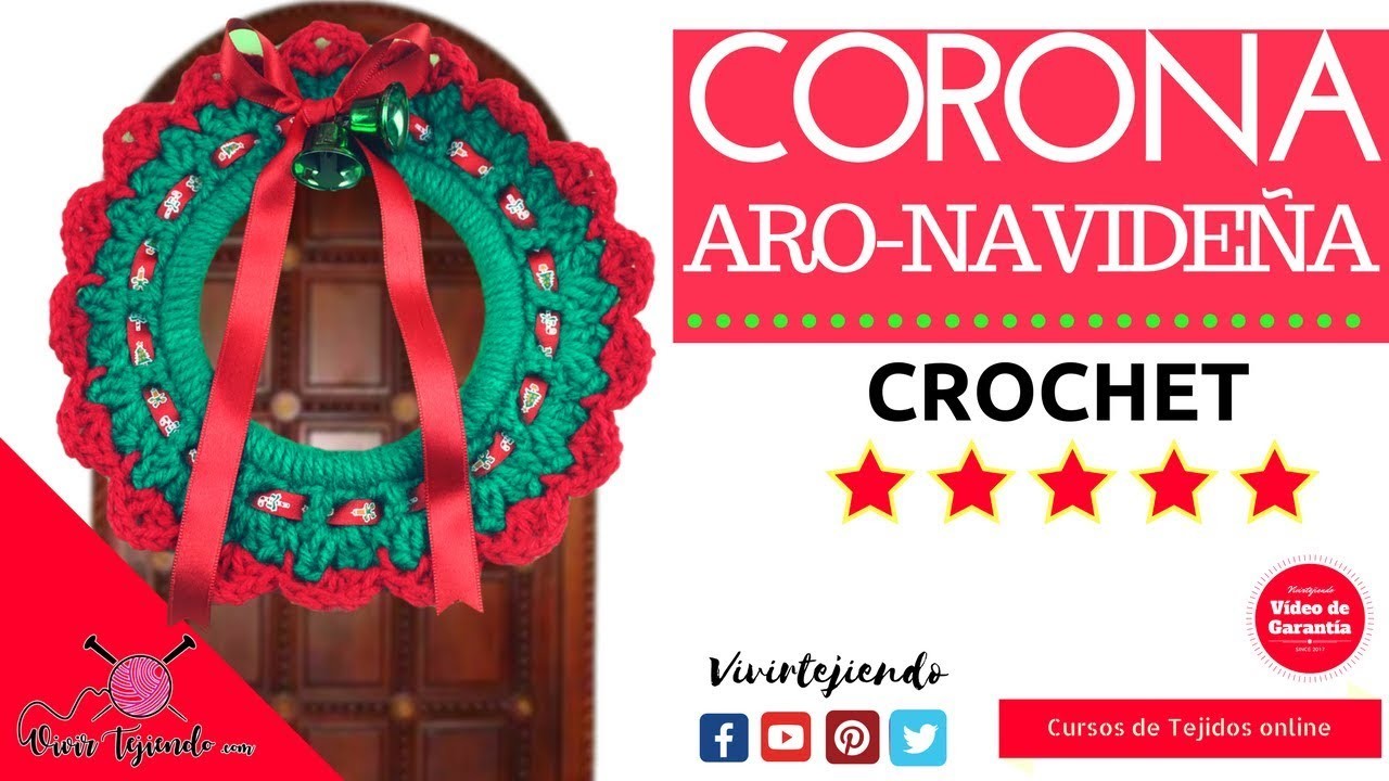 Como tejer Coronas navideñas a Crochet | Adornos navideños | Vivir tejiendo perú