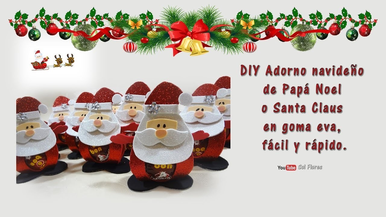 DIY Adorno navideño de Papá Noel o Santa Claus en goma eva, fácil y rápido