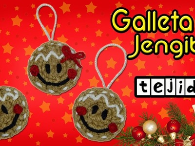 Galleta de jengibre tejida a crochet *broche, aplique o decoración navideña*
