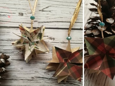 Manualidades para Navidad: Como hacer Estrellitas para adornar el árbol de Navidad Scrapbook DIY