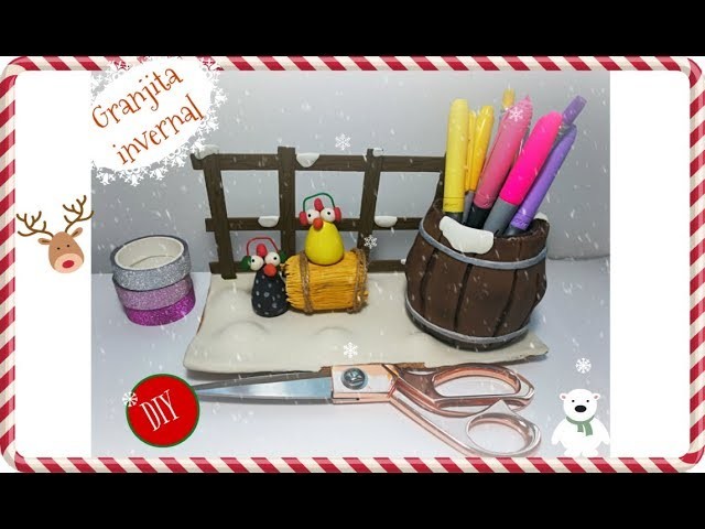 Manualidades para Navidad * DIY * Portalapices Granja Navideña