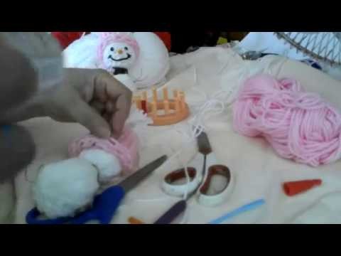Parte3 Como hacer un Muñeco nieve tejido con telar circular.how to make a snow man
