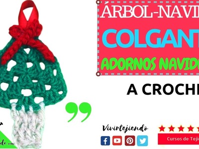 Tutorial Árbol de navidad colgante a crochet | Adornos navideños | Vivirtejiendo