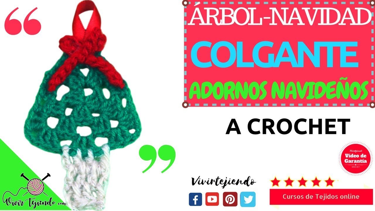 Tutorial Árbol de navidad colgante a crochet | Adornos navideños | Vivirtejiendo