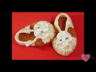 Zapatitos para bebe de 3-6 meses CON LA MANO HISQUIERDA).crochet baby shoes LEFT HAND version